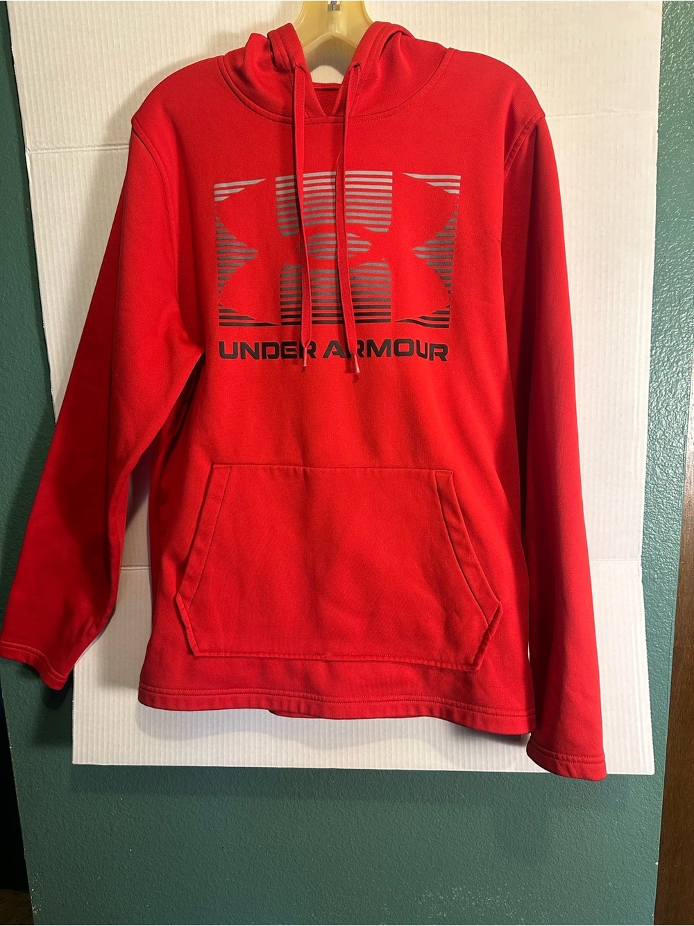 Under Armour Men's Red Pullover Hoodie with Gray Logo